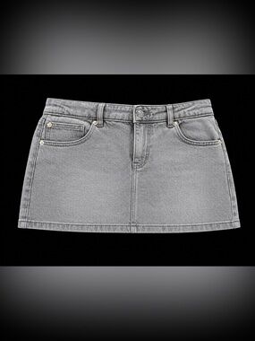 Charcoal Grey Denim Mini Skirt – Casual Low Rise